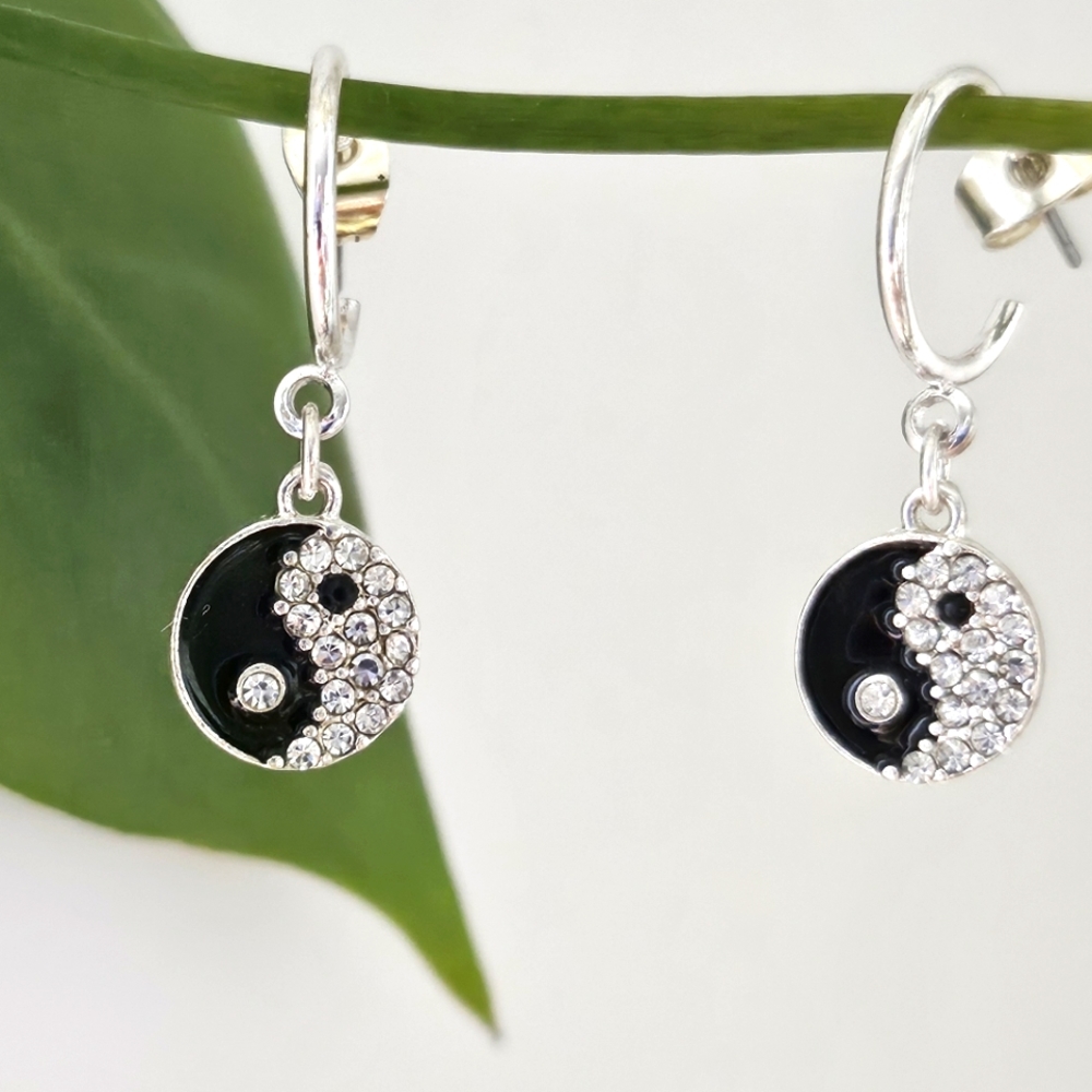 Yin Yang Drop Post Earrings Y2K